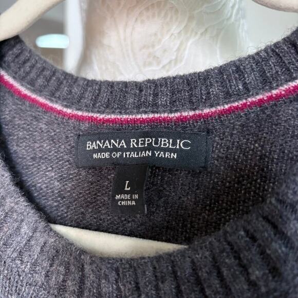 Marino Wool Maroon Grey Sweater Men Large Banana Republic​ GORPCORE - Picture 8 of 11